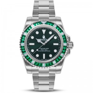 Men Bape Type 1 Bapex® Crystal Stone Watches Green USA | RN8292922