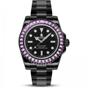 Men Bape Type 1 Bapex® Crystal Stone Watches Pink USA | RK9893783