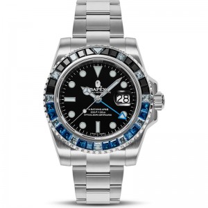 Men Bape Type 2 Bapex® Crystal Stone Watches Black Blue USA | OO2411041