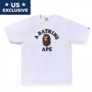 Men Bape Us Bapec College Tee T Shirts Black USA | PP1330430