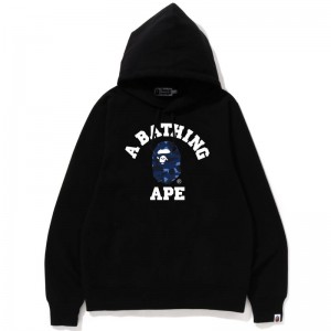 Men Bape Us Color Camo College Pullover Hoodie Hoodie Black Navy USA | IK4196316