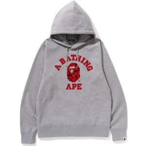 Men Bape Us Color Camo College Pullover Hoodie Hoodie Grey Red USA | ZQ4702772