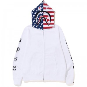 Men Bape Us Limited Collection Shark Full Zip Hoodie Hoodie White USA | HC6109219