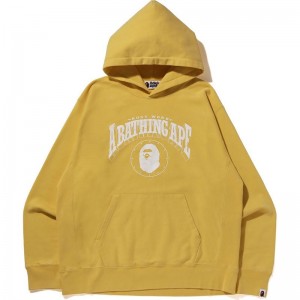 Men Bape Washed Relaxed Fit Hoodie Hoodie Yellow USA | TG7250020