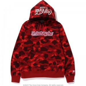 Men Bape X Coca-cola Color Camo Ape Head Pullover Hoodie Hoodie Red USA | UO1749379
