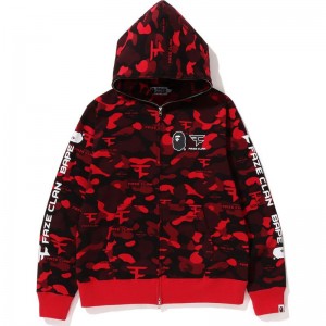 Men Bape X Faze Clan Full Zip Hoodie Hoodie Red USA | LJ9229929