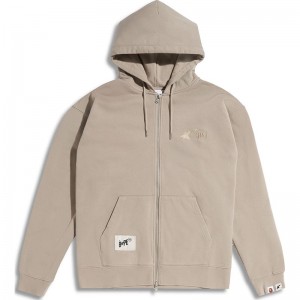 Men Bape X Highsnobiety Full Zip Hoodie Hoodie Beige USA | KZ5812582