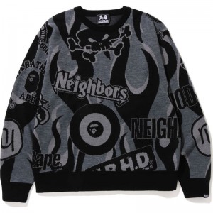 Men Bape X Neighbourhood Relaxed Fit Knit Knitwear Black USA | FS1163613
