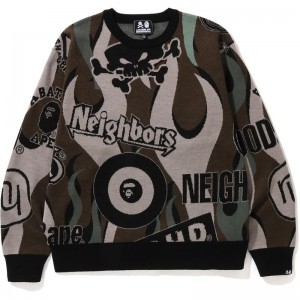 Men Bape X Neighbourhood Relaxed Fit Knit Knitwear Green USA | HT1972792