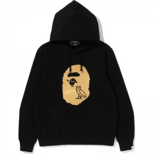 Men Bape X Ovo Ape Head Pullover Hoodie Hoodie Black USA | BB3739179