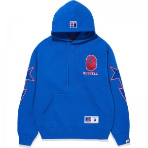 Men Bape X Russell Pullover Hoodie Hoodie Blue USA | GL6164714