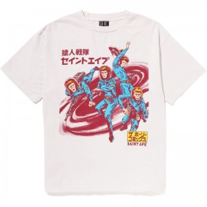 Men Bape X Saint Mxxxxxx Ape Squadron Tee Cut And Sewn White USA | GE4854284