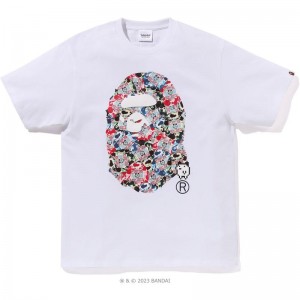 Men Bape X Tamagotchi Ape Head Tee T Shirts White USA | UU2159719