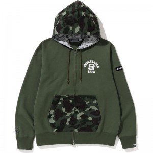 Men Bape X Undefeated Color Camo Relaxed Zip Hoodie Hoodie Green USA | CS3151911