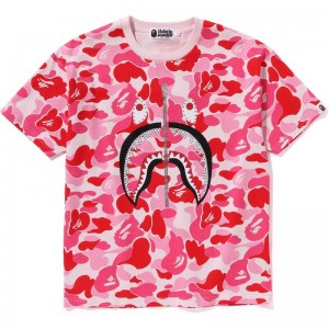 Women Bape Abc Camo Crystal Stone Shark Tee Relaxed Fit Cut And Sewn Pink USA | YR5637967