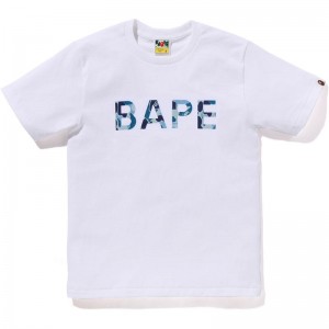 Women Bape Abc Camo Glitter Tee T Shirts White Blue USA | WS1707977