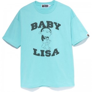 Women Bape Baby Lisa Oversized Tee Cut And Sewn Sax USA | HW6323333