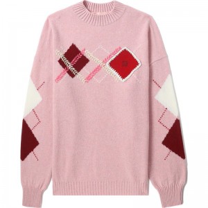 Women Bape Bapy Check Sweater Knitwear Light Pink USA | UH0939199