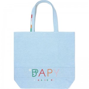 Women Bape Bapy Embroidered Tote Bag Bags Light Blue USA | RE1068308