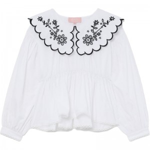 Women Bape Bapy Lace Collar Top T Shirts White USA | MT7792372