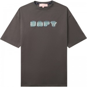 Women Bape Bapy Logo Oversized Tee T Shirts Grey USA | ZG7467747