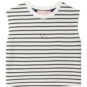 Women Bape Bapy Stripes Tank T Shirts White USA | EA7051501