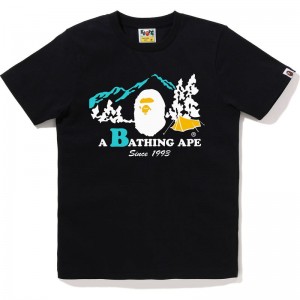 Women Bape Camp Tee T Shirts Black USA | RN4429249
