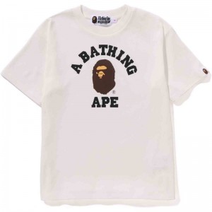Women Bape College Mini Tee Cut And Sewn White USA | IJ4898488