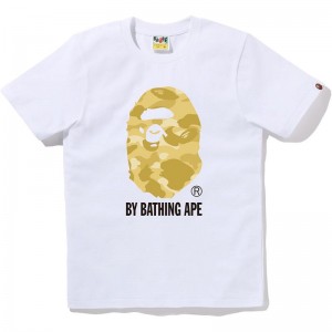 Women Bape Color Camo By Bathing Ape Tee T Shirts White Yellow USA | AK5879789