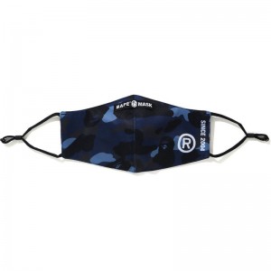 Women Bape Color Camo Mask Accessories Navy USA | YT6549959