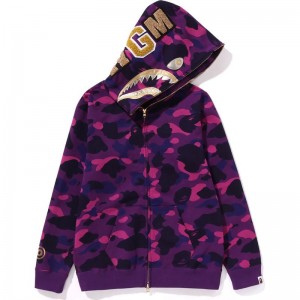 Women Bape Color Camo Shark Full Zip Hoodie Hoodie Purple USA | OA7827787
