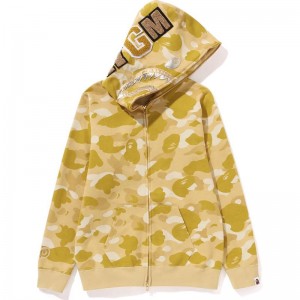 Women Bape Color Camo Shark Full Zip Hoodie Hoodie Yellow USA | HV2749379