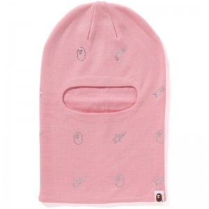 Women Bape Crystal Stone Balaclava Accessories Pink USA | JD9931391