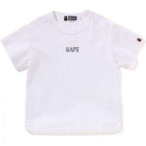 Women Bape Crystal Stone Mini Tee Cut And Sewn White USA | VP2229129