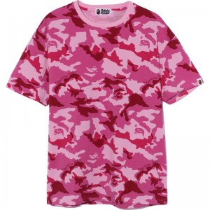Women Bape Woodland Camo Oversized Tee Relaxed Fit Cut And Sewn Pink USA | BL6091301